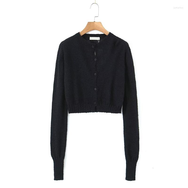 

Women' Knits Autumn Women Vintage O Neck Long Sleeve Single Breasted Crop Knit Cardigan Sweater Coat, As picture