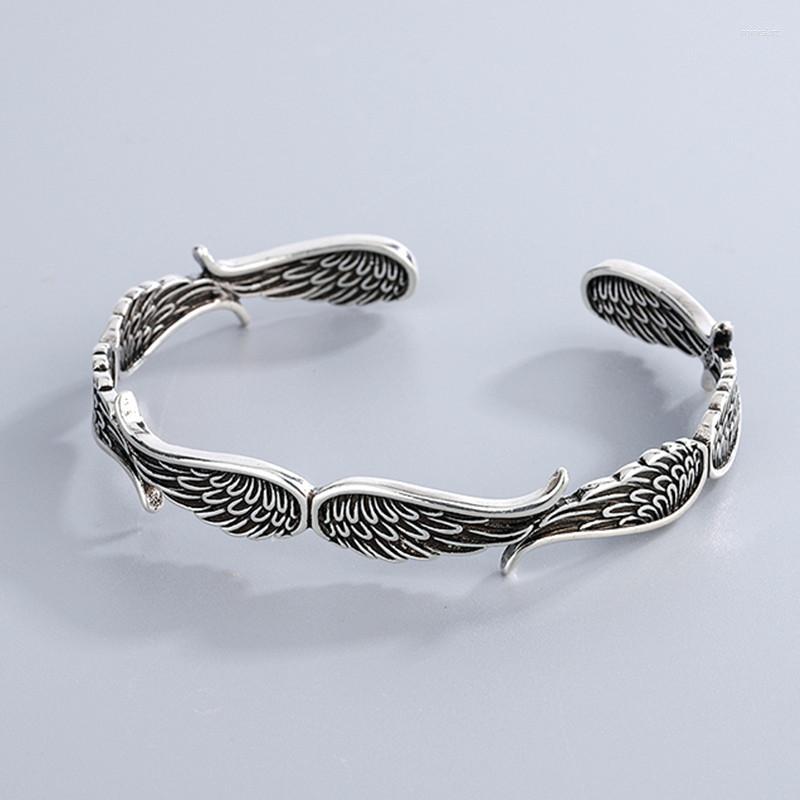 

Bangle FoYuan Fashion Design Bracelet Female Korean Personality Ins Angel's Wing Retro Thai Silver