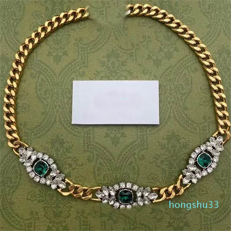 

Emerald Necklaces Choker Crystal Necklace Collares Punk Chunky Thick Link Chain for Men Women Jewelry