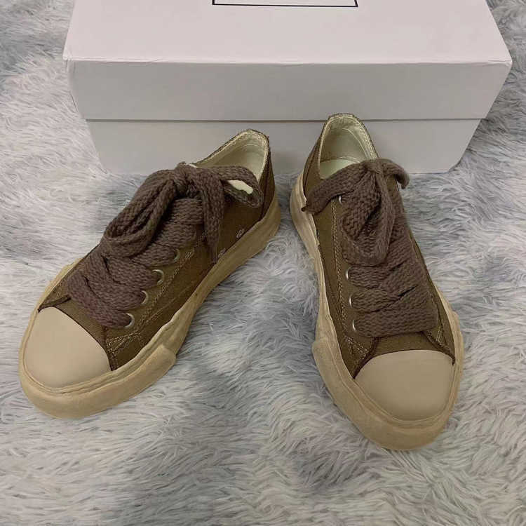 

Maison Mihara Yasuhiro Dissolved MMY Shoes Wash Sole Open Smile Old Low Top Canvas Men's and Women's Thick Sole Elevated Board Shoes, Color 1