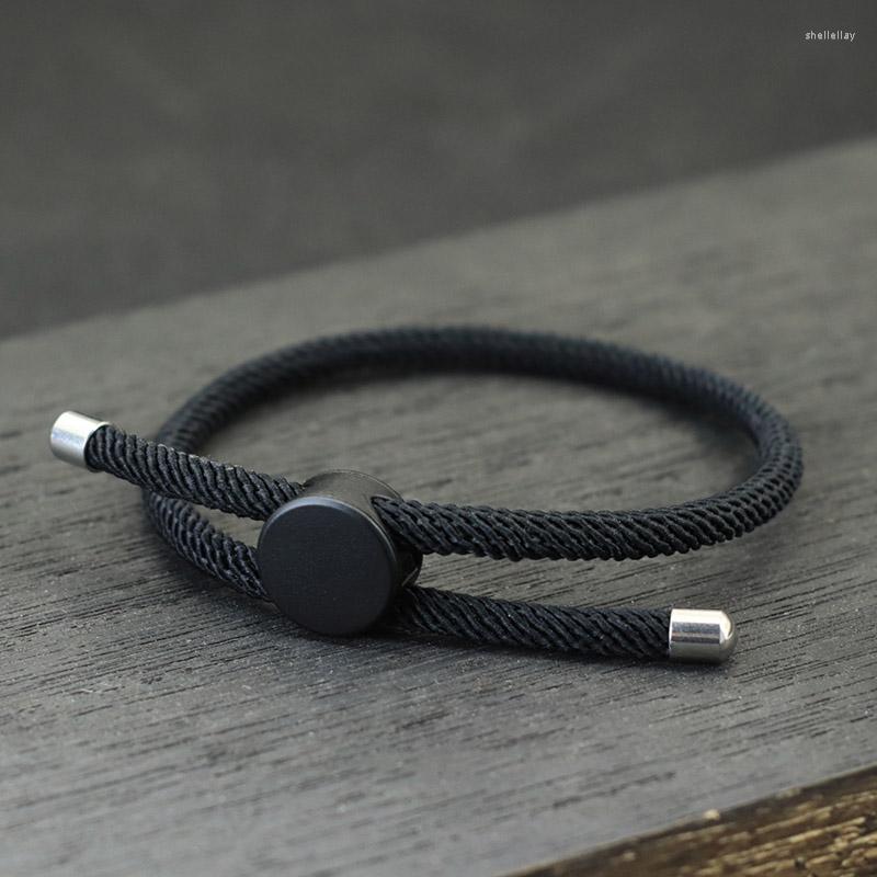

Charm Bracelets Fashion Adjustable Paracord Bracelet For Men Women 4mm Milan Rope Black Press Buckle Braslet Casual Sports Jewelry Festival