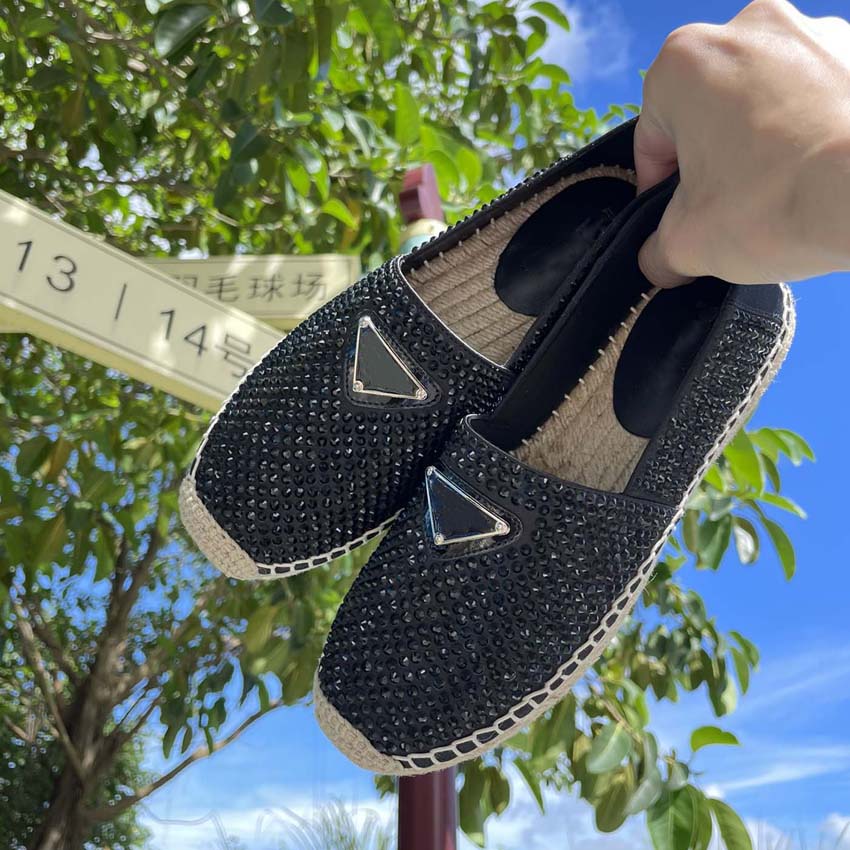 

Luxury Casual Women Shoes Leather Espadrilles Summer Designers ladies flat Beach Half Slippers fashion woman Loafers Fisherman canvas Shoe, #1
