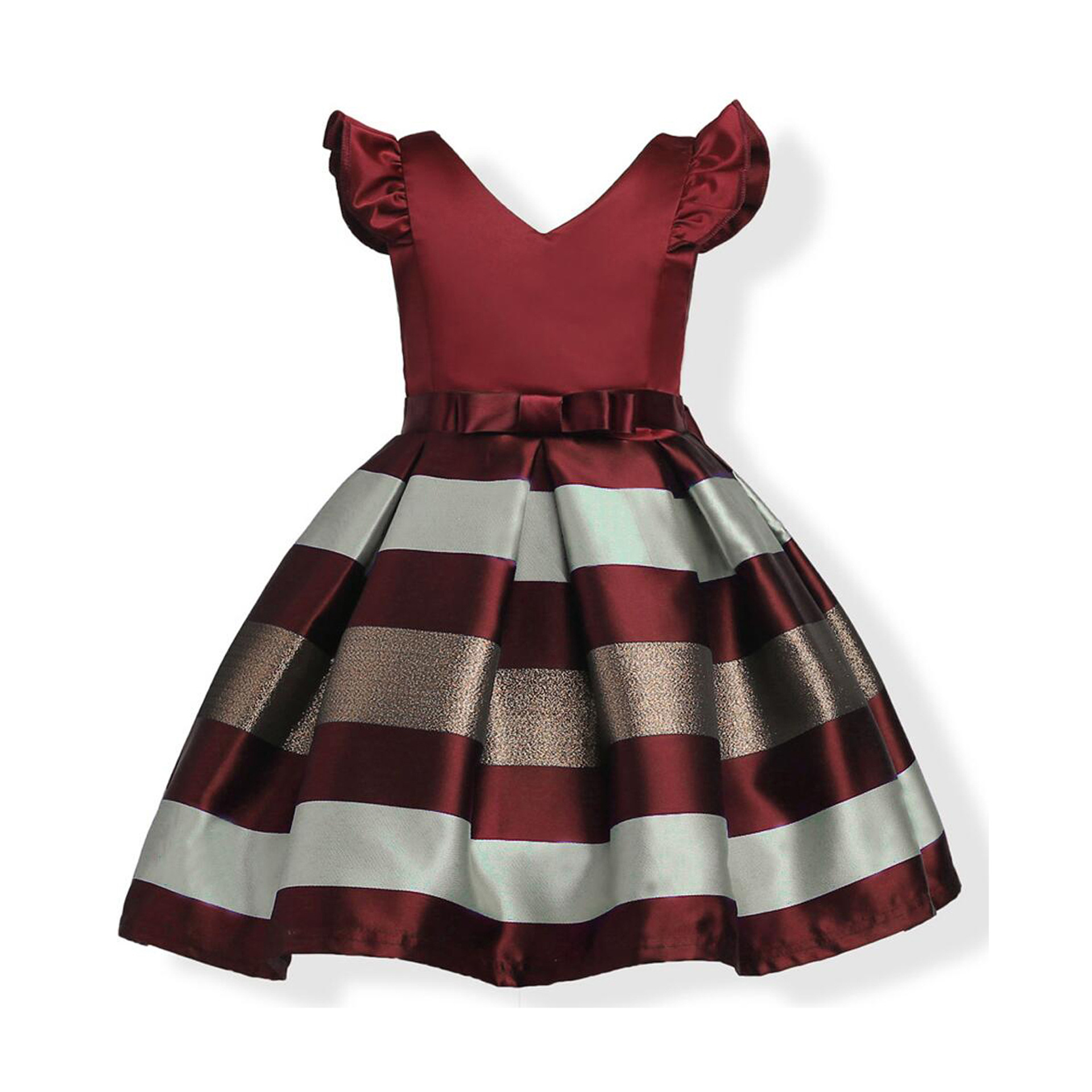 

new girls dress pearl Europe and the United States girl single strap temperament stripe dress, Red