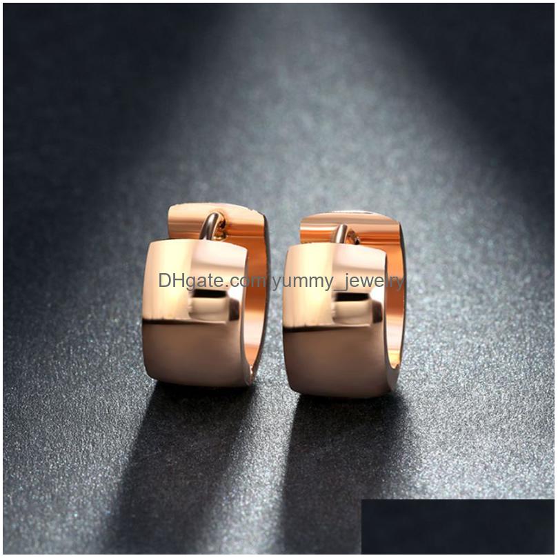 

Charm Rose Gold Stainless Steel Hoop Earrings Small Chic Party Jewelry For Women Drop Delivery Dhxke