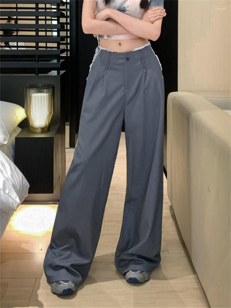 

Women' Pants Alien Kitty Straight Women Casual High Waist Slim Loose 2023 Office Lady Streetwear Chic Summer All Match OL, Black