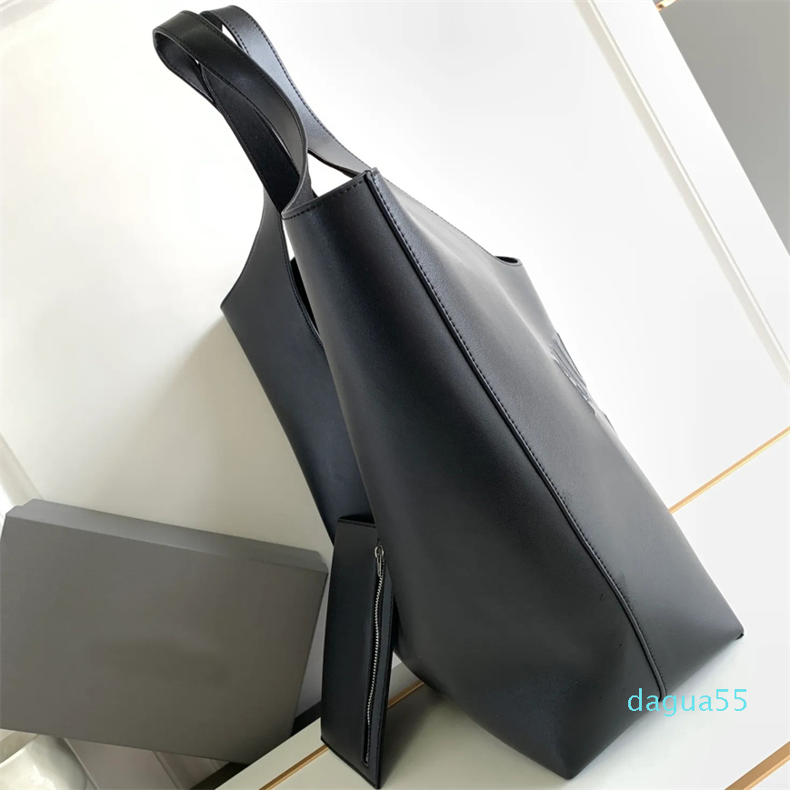 

7A Designer Tote Designer Leather Handbag Classic Fashion Commuter Large Capacity Bag, Black
