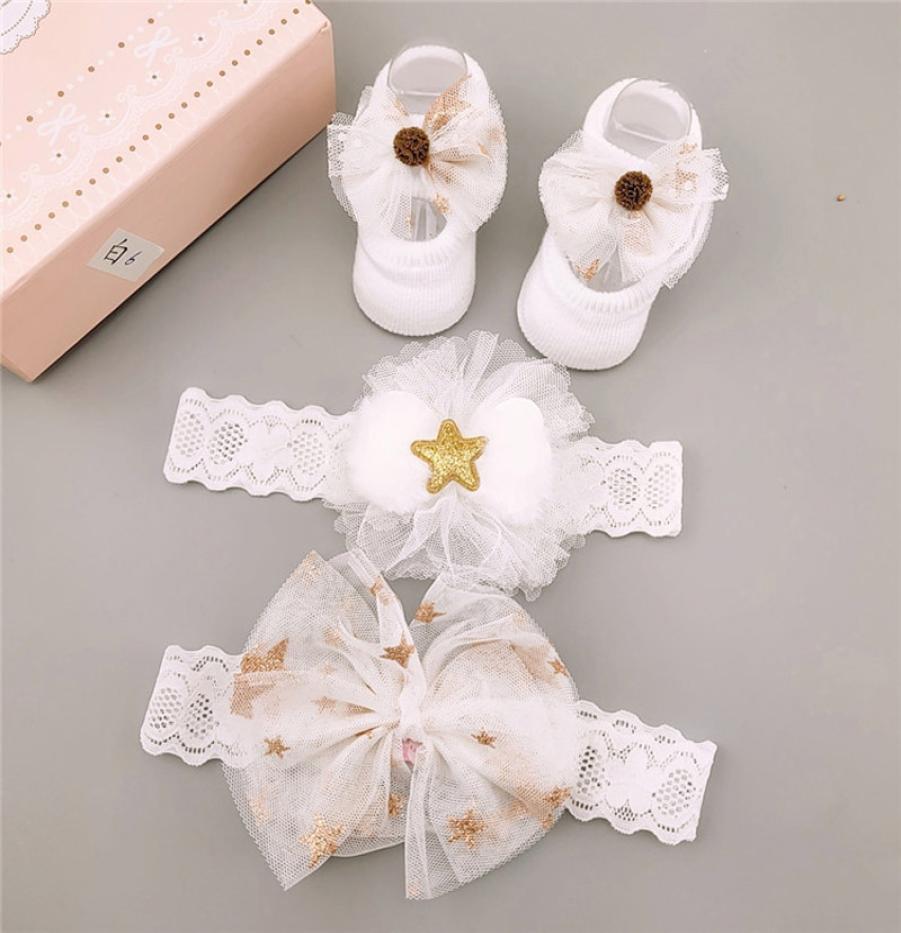 

Baby Headband Gifts Sets 35 Colors Newborn Girls Sock Hairband Gift Box Set Infant Baby Lace Bows Hair Band Brithday Gifts 0607147829572, Red