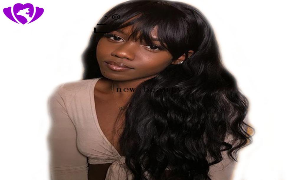 

High quality simulation brazilian human hair full wig with bang blackbrowngrey long body wavy Wigs for Black Women African Ameri2266376, Auburn