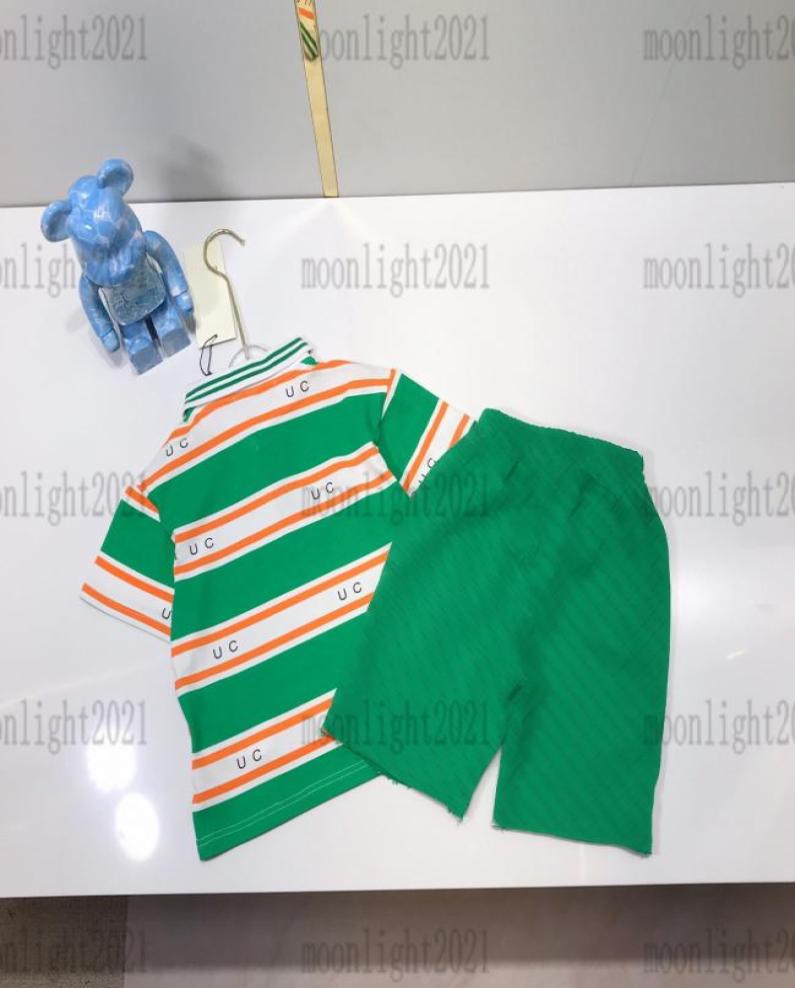 

22ss brand kids designer green polo t shirts shorts sets lovely bear round neck casual sports tshirts suits cotton tracksuits ch4963358, Blue