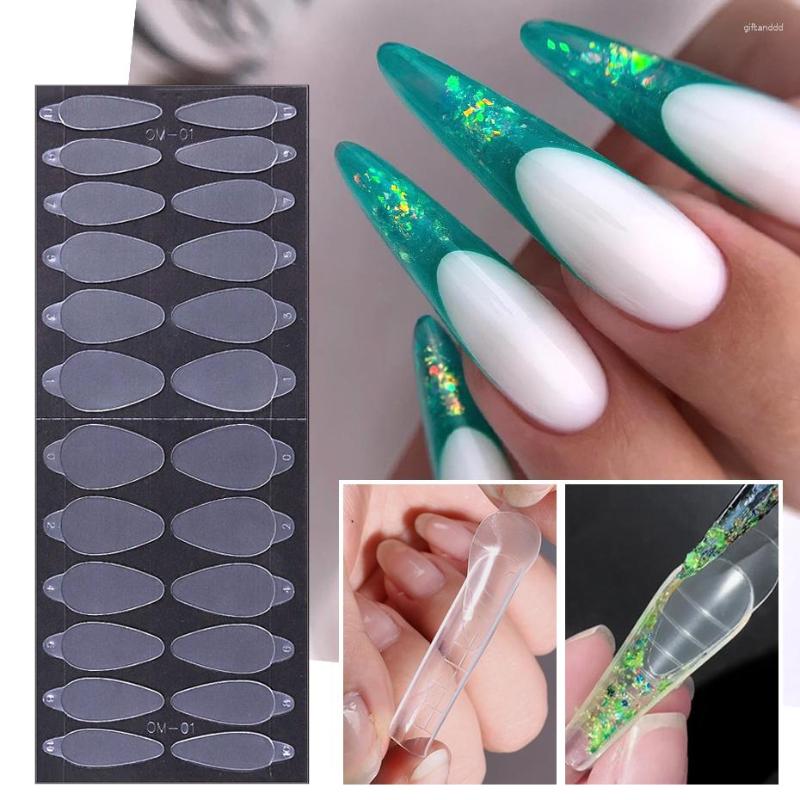 

False Nails 24pcs French Line Nail Forma Dual Sticker Soft Silicone Pad Reusable Extension Mold Forms Acrylic Prolong Manicure Tool Supplies, S175-01 2 sheet