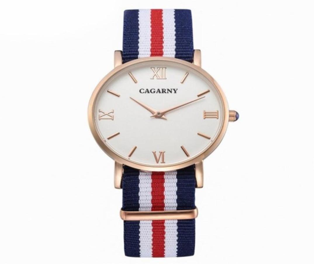 

CAGARNY Watches Women Fashion Quartzc watch Clock Woman Rose Gold Ultra Thin Case Nylon Watchband Casual Ladies4849388, Split