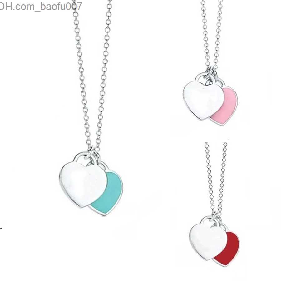 

Pendant Necklaces Luxury heart necklace designer jewelry fashion jewellery gold necklaces for women trendy blue Red Pink pendant wedding Z230629
