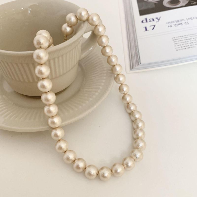 

Chains 2023 Unusual Oversized Pearl Beaded Necklaces For Women Female Round Cotton Pearls Choker Necklace Statement French Jewelr