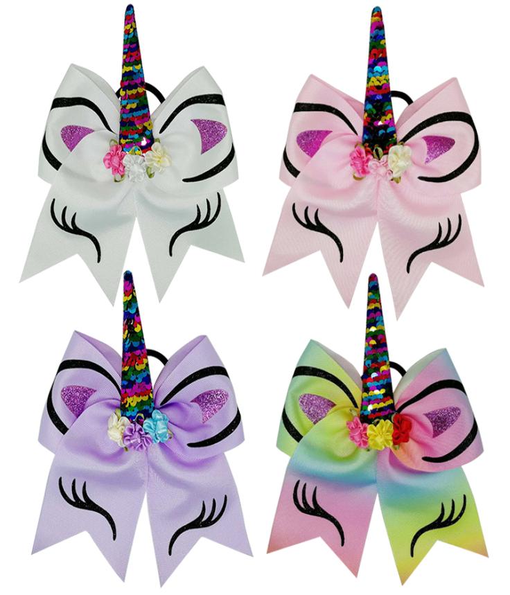 

Girls039 Head Pieces Kids039 Accessories Unicorn Cartoon Hair Ring Sequins Colorful Bows Tie Headdress Bow Hairband8494588