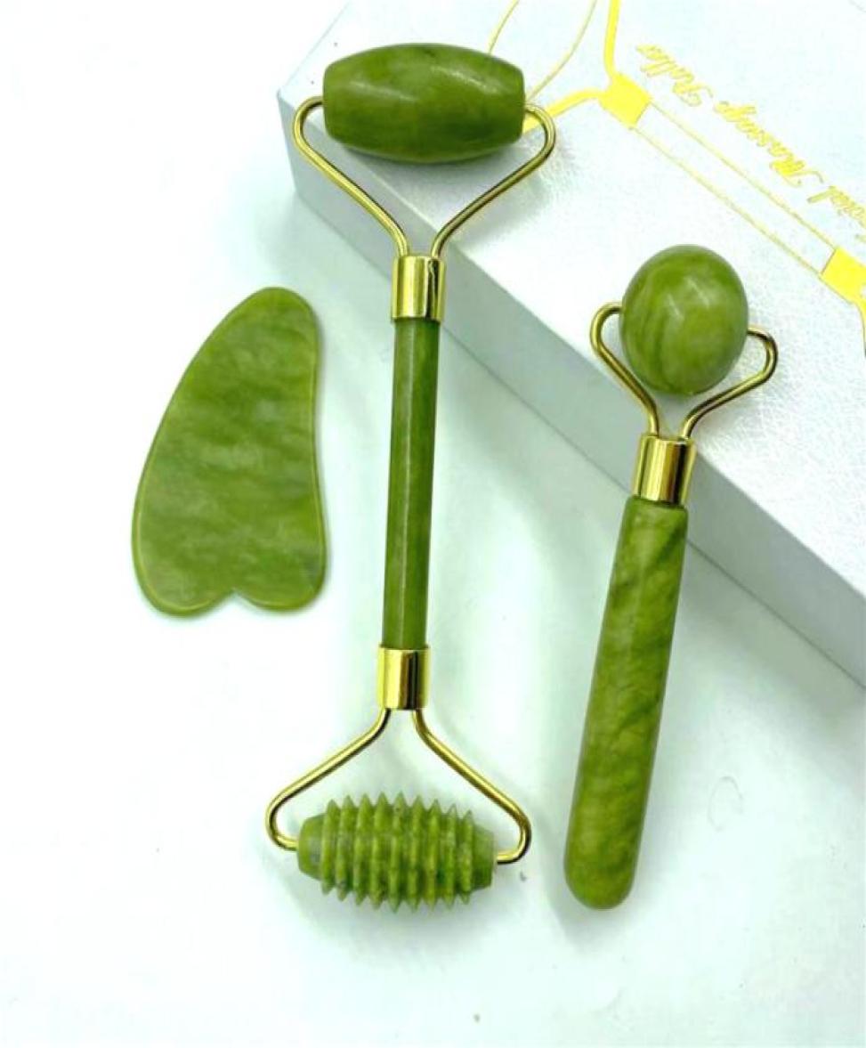 

Natural Jade Massage Roller Guasha Board SPA Scraper Stone Facial Antiwrinkle Treatment Body Facial Massager Health Care Tools9483217