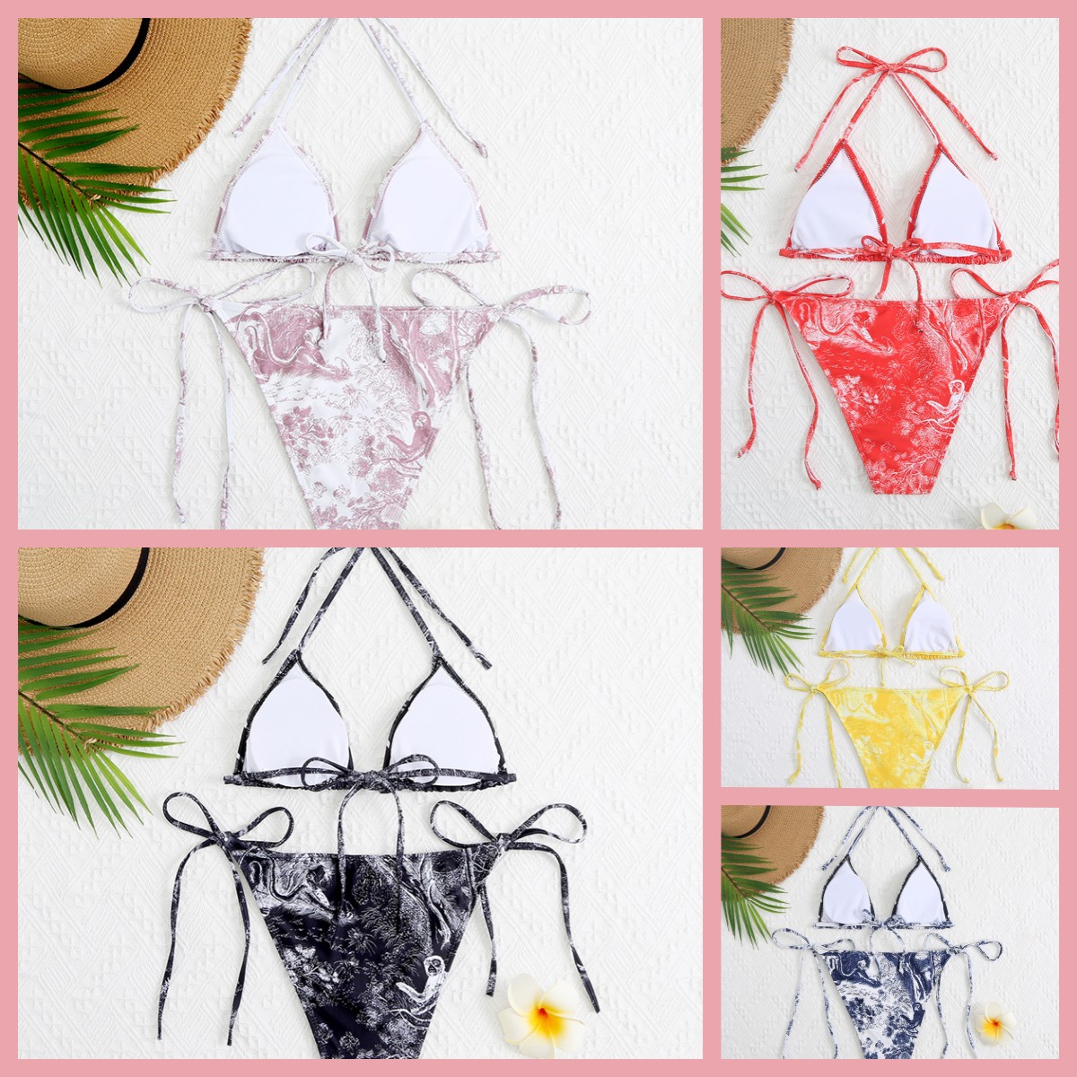 

Designer Luxury Branded Bikini Womens Swimsuits Set Beach Bathing Two PieceSwimwears Female Swimwear each Three-point Swimsuit, Red