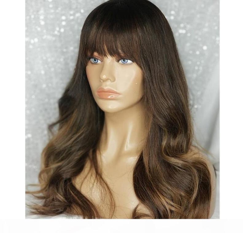 

Fringe Wig Ombre Honey Blonde Highlights 13x6 Lace Front Human Hair Wig Body Wave Remy Brazilian full lace wigs with bangs prepluc9331680, Ombre color