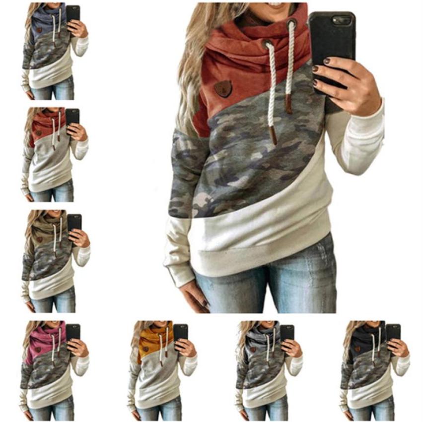 

S5XL Women Hoodies Autumn Winter Fleece Sweatshirt Long Sleeve Heaps Collar Hoodie Leopard Print Patchwork Pullover Top Clothes 22386175, Bottle green
