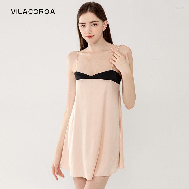 

Women's Sleepwear Pajamas XL Contrast Color Stitching Sexy Ladies Satin Nightie Thin Comfortable Woman Night Dress, Black