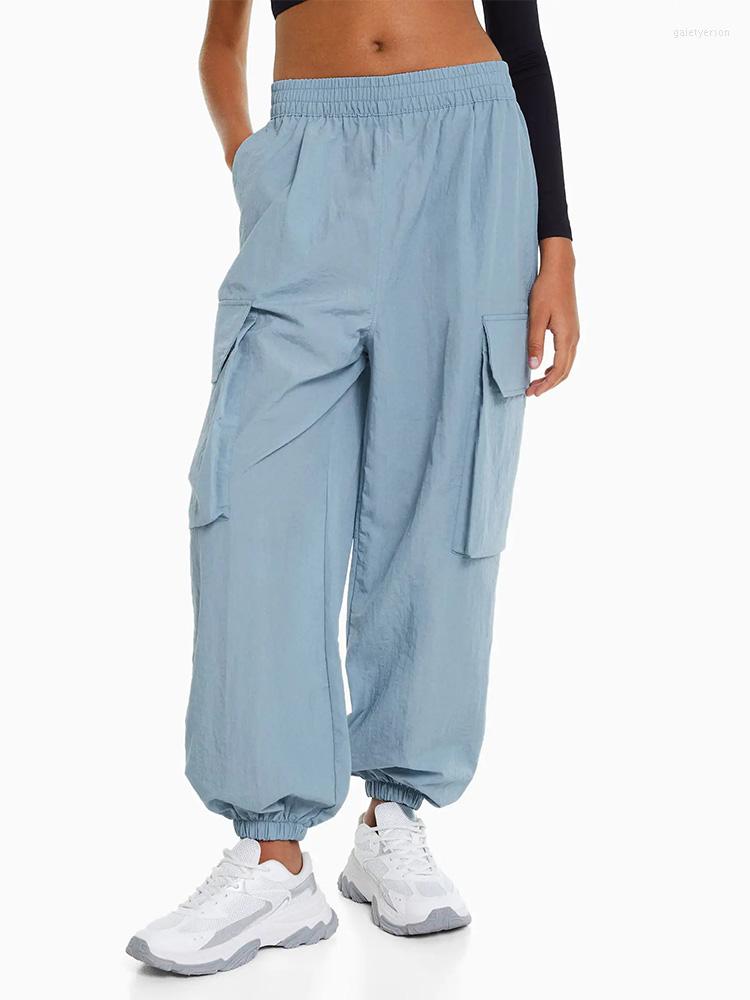

Women's Pants For Women 2023 Street Style Side Pockets Cargo Elastic High Waist Trousers Womens Clothing Sporty Jogger, Black