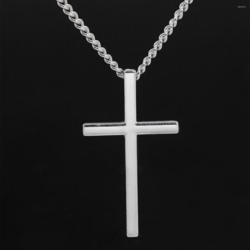 

Chains Stainless Steel Cross Pendant Necklace For Men Women Minimalist Jewelry Male Female Necklaces Chokers Silver Color