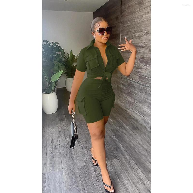 

Women' Tracksuits 2023 Casual Women Tracksuit Two Piece Set Sportsuit Shirt Pants Solid Color Sporty Matching Clothes For Outfit, Green