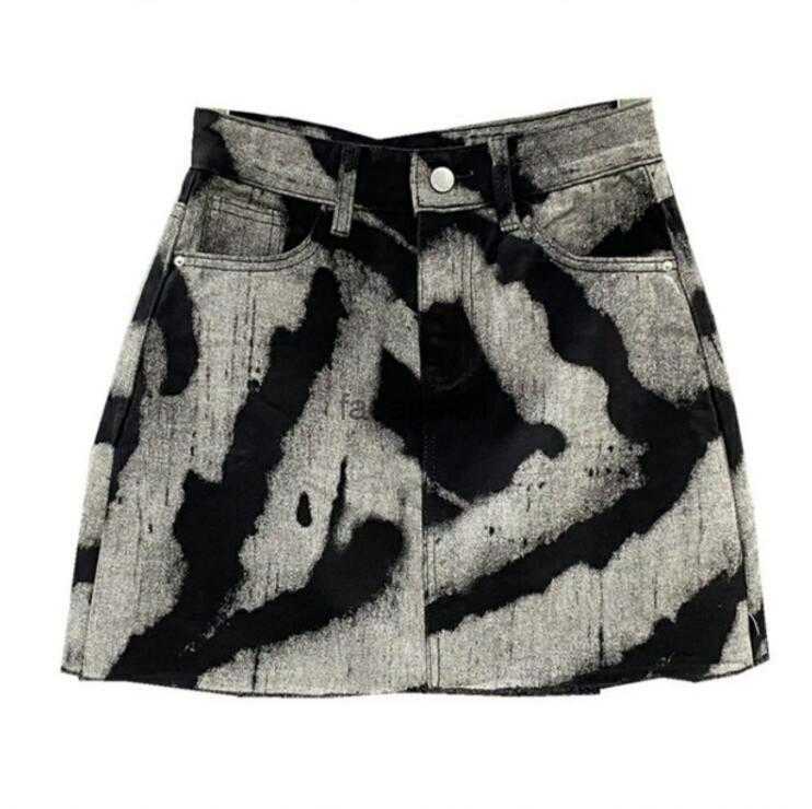 

2023 Summer New Denim skirts Women High Waist Personalized pattern Jeans Mini Skirts Casual Aline Jupe Femme p366 L230621, Gray