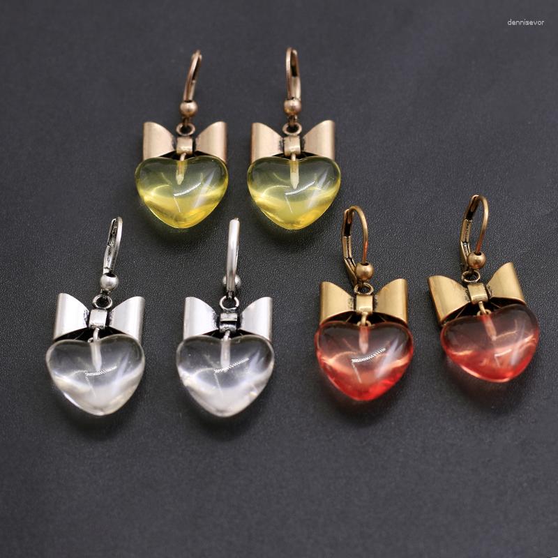 

Stud Earrings Peach Heart Resin Exaggerated Bow Temperament Sweet Light Luxury High-end