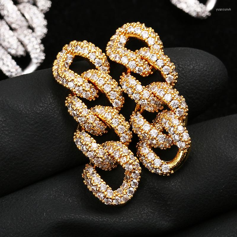 

Stud Earrings In Charm Hip Hop Claw Setting Cubic Zirconia Bling Cuban Link Chain Tassel Earring For Men Rapper Jewelry Drop