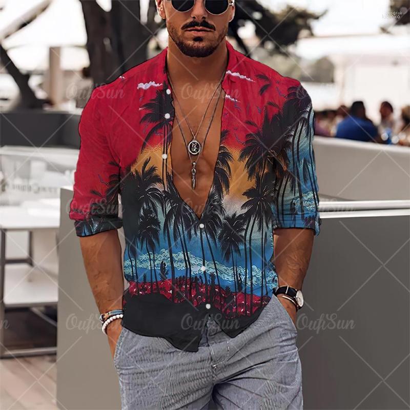 

Men's Casual Shirts Men's 2023 Men's Hawaiian Blouse 3D Printed Tropical Coconut Tree Beach Short Sleeve Tops Oversized Tees Shirt, Ofsy-03894