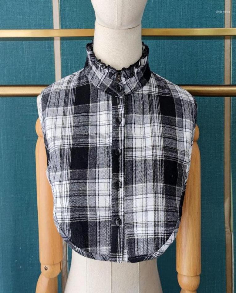 

Bow Ties Stand Ruffles Fake Collar For Women Plaid Shirt Detachable Sweater Half Decorative Faux Col Female Clothes Tie3495362
