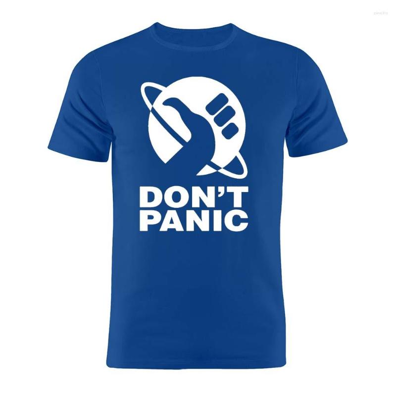 

Men's T Shirts Men's Shirt Cotton Hitchhiker's Guide To Galaxy Don't Panic Minimalist Artwork Gift Tee, Black