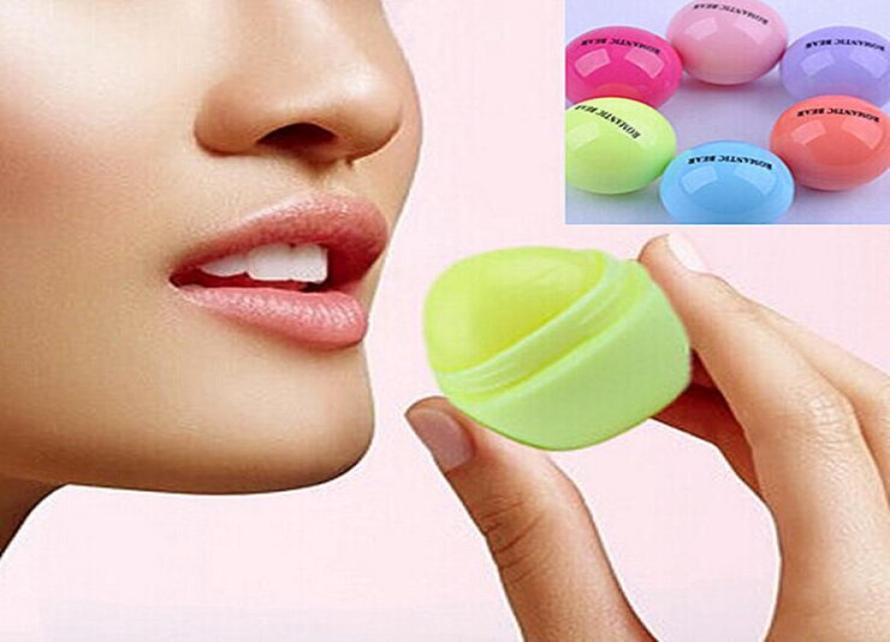 

Cute Round Ball Lip Balm 3D Lipbalm Fruit Flavor Lip Smacker Natural Moisturizing Lips Care Balm Lipstick 6 colors2746364