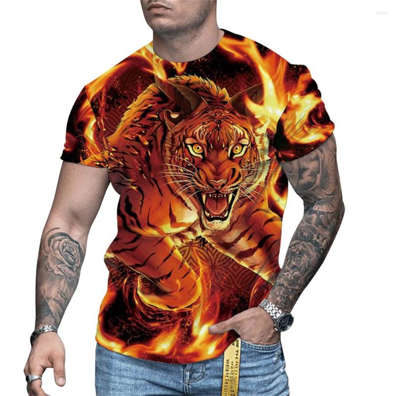 

Men's T Shirts Mens Tiger Print Streetwear Vintage T-Shirts Summer Shirt Short Sleeve Tops Tees Clothing