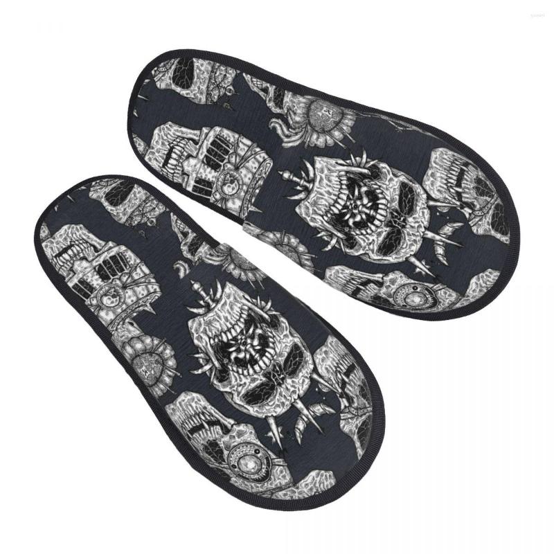 

Slippers Mystic Esoteric Gothic Occult Skull Slipper For Women Men Fluffy Winter Warm Indoor, Black