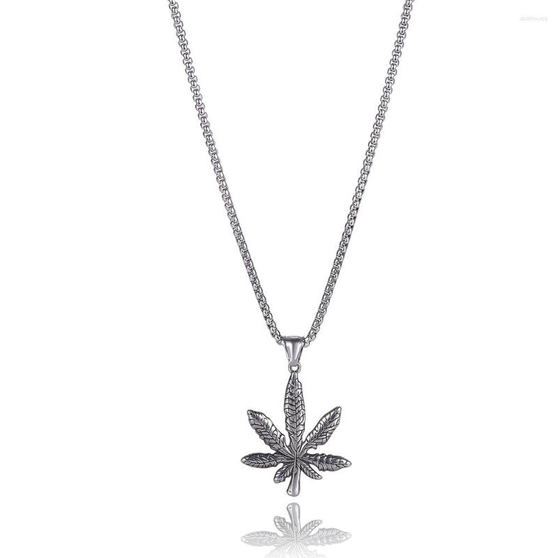 

Pendant Necklaces Fashion Necklace Stainless Steel LeafMen Men Punk Hip Hop Jewelry GL0047