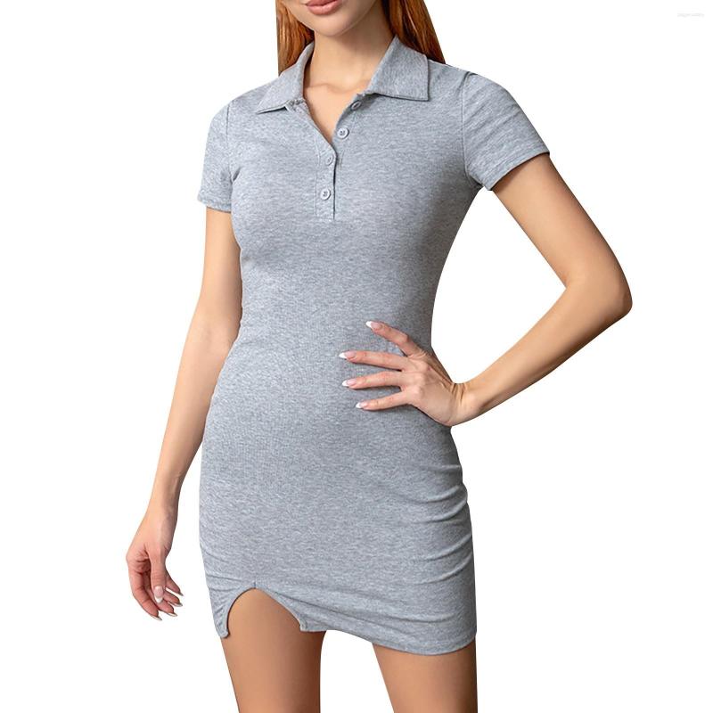 

Casual Dresses Temperament Solid Color Sexy Bag Buttock Dress Simple And Exquisite Design T Shirts For, Grey