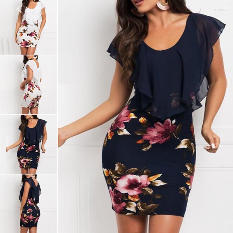 

Casual Dresses Fashion Womens Sleeveless Floral Print Bodycon Holiday Party Short Mini Dress Black, White