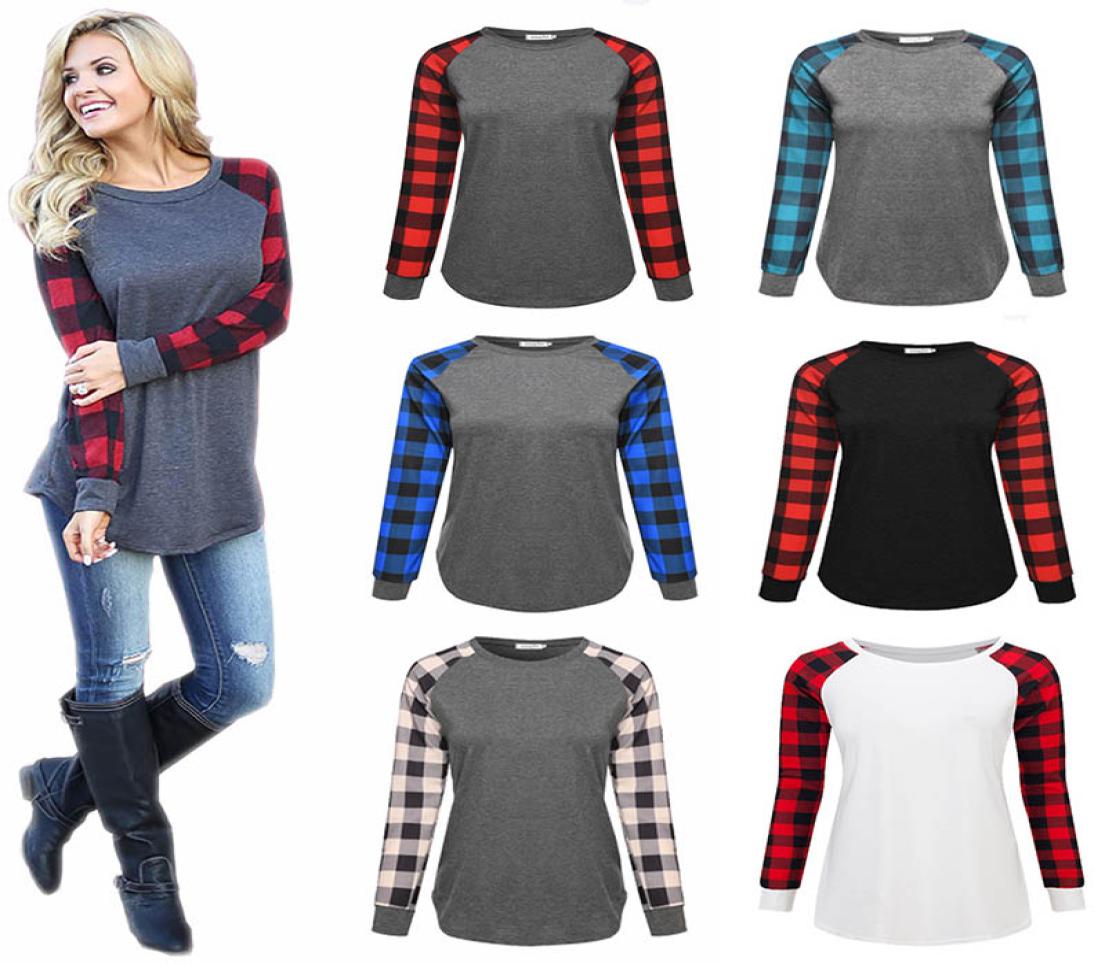

Big Girls Plaid T Shirt Panel Raglan Long Sleeve Pullover Blouses Spring Autumn Shirts Casual Tracksuit Tops Cotton Tees S5XL M296871037, Bottle green