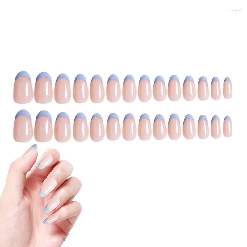 

False Nails Press Ons 28pcs On Almond Medium French Style Almond-Shaped Easy To Match For Wedding