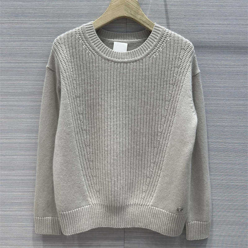 

Autumn Classic Grey Cashmere Sweater Women Tops Crew Neck Long Sleeve Knitted Dark Pattern Loose Comfort Jumper Designer Womens Casual Knit Sweaters