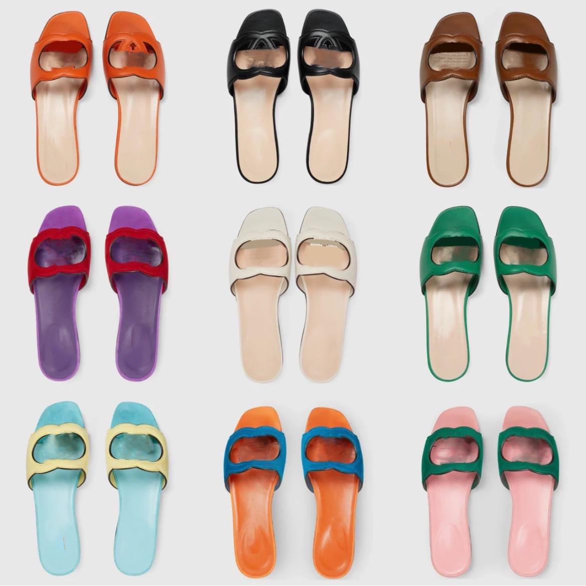 

Designer Sandals Interlocking Letter Cut Slide Sandal Low Heels Womens Slides Sliders Leather Black White Pink Summer Ladies Slippers Sandale Size 35-40