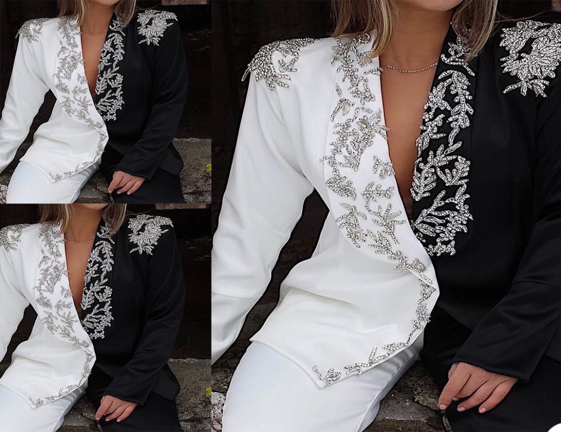 

Customized Women Pants Suits Luxury Crystal Beading Formal Office Lady Blazer Suit Wear Prom Party Business Outfits JacketPants5503695