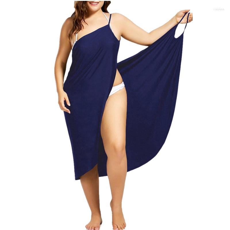

Casual Dresses Oufisun Women Plus Size Pareo Beach Cover Up Wrap Dress Bikini Bathing Suit Femme Robe De Plage Beachwear Tunic Kaftan, Dark blue