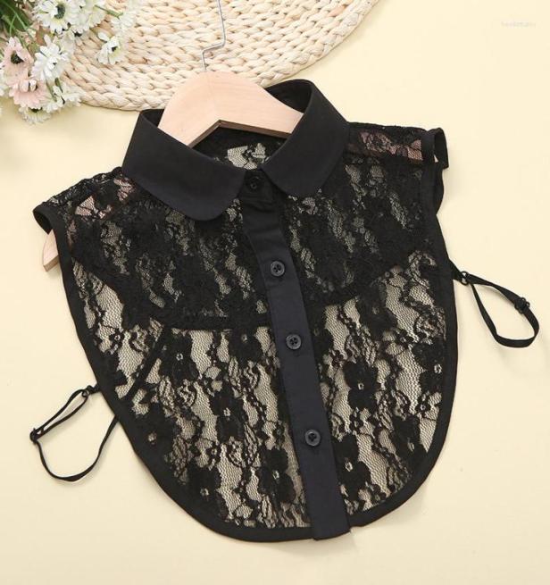 

Bow Ties Black Embroidery Stand Lapel False Collars For Women Detachable Shirt Blouse Tops Ladies Solid White Fake Sweater Decor4223473