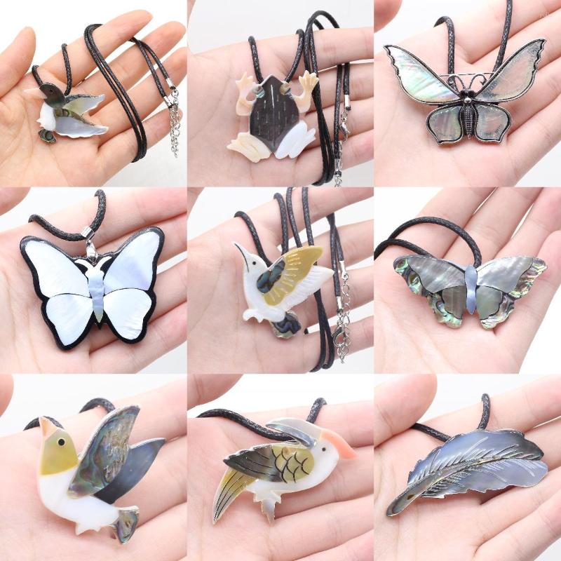 

Pendant Necklaces Vintage Natural Shell Necklace Black Abalone Metal Alloy Rope Chains Crystals Charms For Women Jewelry