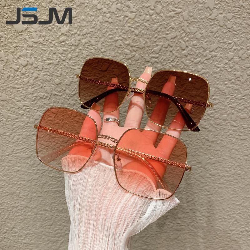 

Sunglasses JSJM 2023 Fashion Oversize Women Cat Eye Luxury Vintage Brand Design Metal Tea Gradient Sun Glasses Female UV400