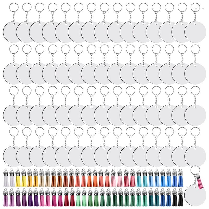

Keychains 240 Pieces Sublimation Blanks Keychain Set Round Key Rings Ornament Heat Transfer Tassels