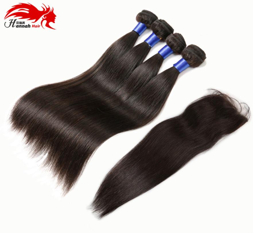 

Brazilian Straight Hair with Closure Brazilian Virgin Hair 3 Bundles with Closure Straight 7A Human Remy Hair Weave With Closure4338999
