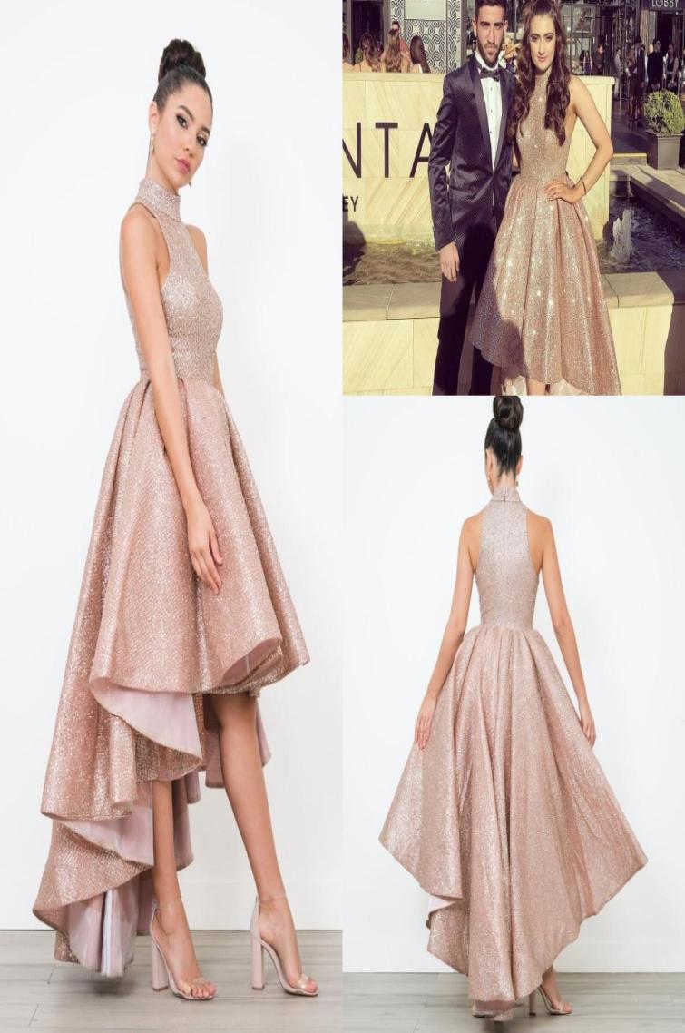 

Arabic Rose Gold Evening Dresses Party Gowns Full Sequined Plus Size High Low African Girls Formal Pageant Prom Dresses9546548, Sage